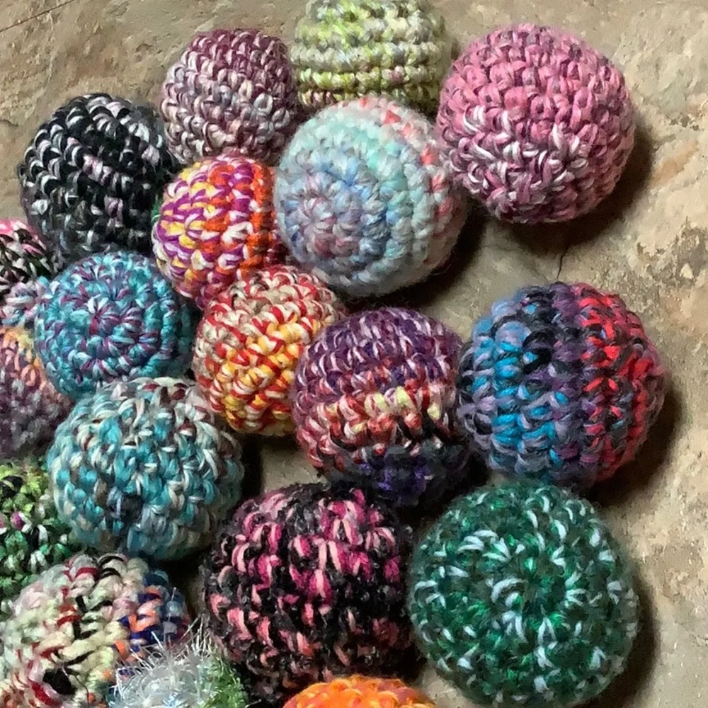 (3) Crocheted scrap balls